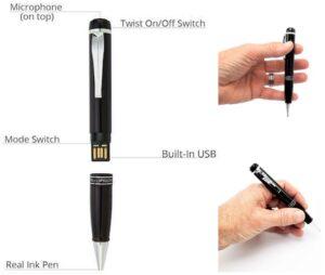 Covert voice recorder pen 