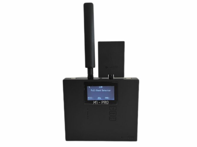 Front view of the MEFF M1-PRO multi-function bug detector for professional TSCM sweeps
