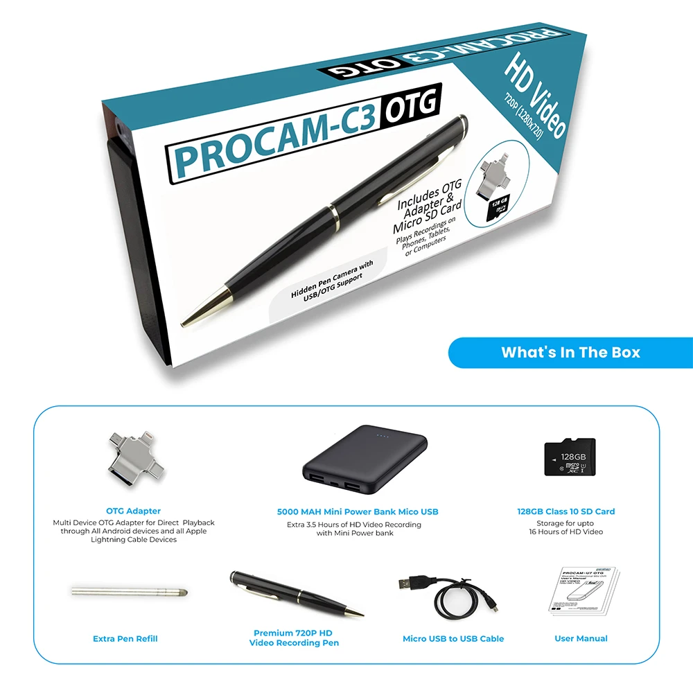 ProCam C3 128GB DVR — Professional Wearable Pen Video Recorder - Image 5